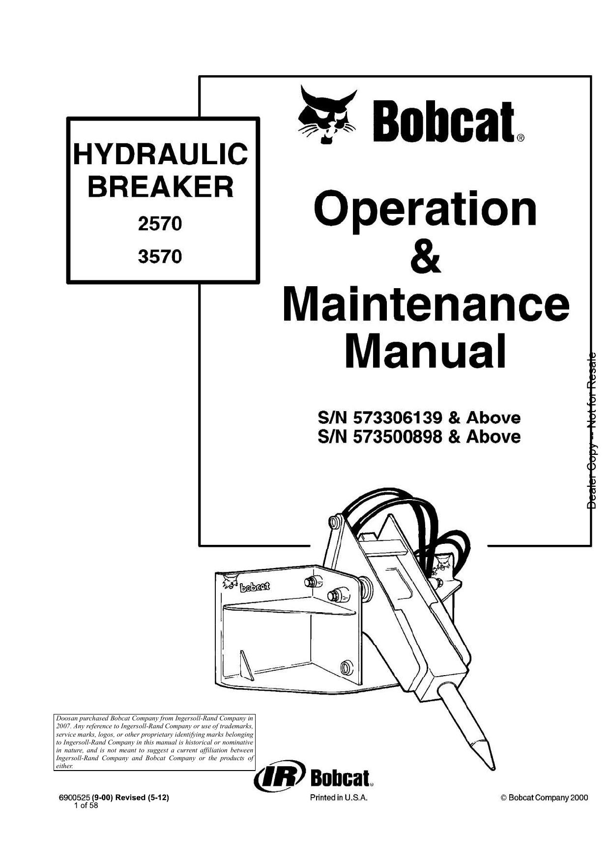 2570 3570 HYDRAULIC BREAKER Operation & Maintenance Manual Bobcat